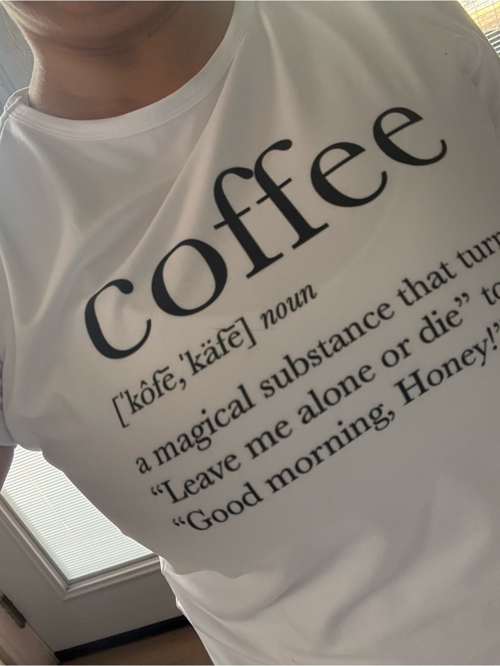 Coffee Definition Graphic Tee - White with Black Print sizes small thru xxl